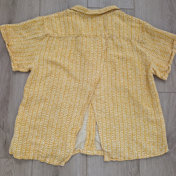ANTHROPOLOGIE MAEVE CLASSIC SURF SHIRT YELLOW MOTIF FLY AWAY BACK  - Picture 7 of 8